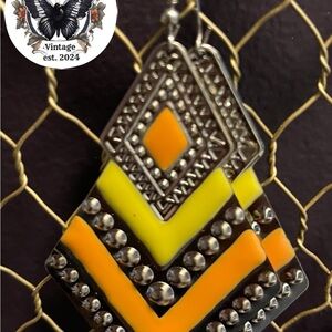 Geometric Yellow and Orange Earrings